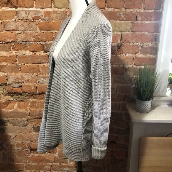 SAM EDELMAN CARDIGAN WOMENS XS LONG OVERSIZED OPEN FRONT FLAWED SLEEVE BEIGE TAN - Picture 2 of 11